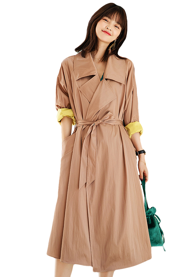 Elegant Retro Swing Long Windbreaker Jacket CA101920RD