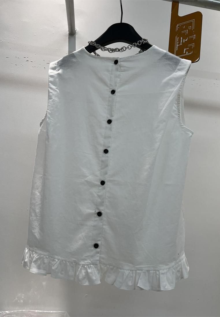 New summer round neck vest + skirt linen casual suit CA25070920BL