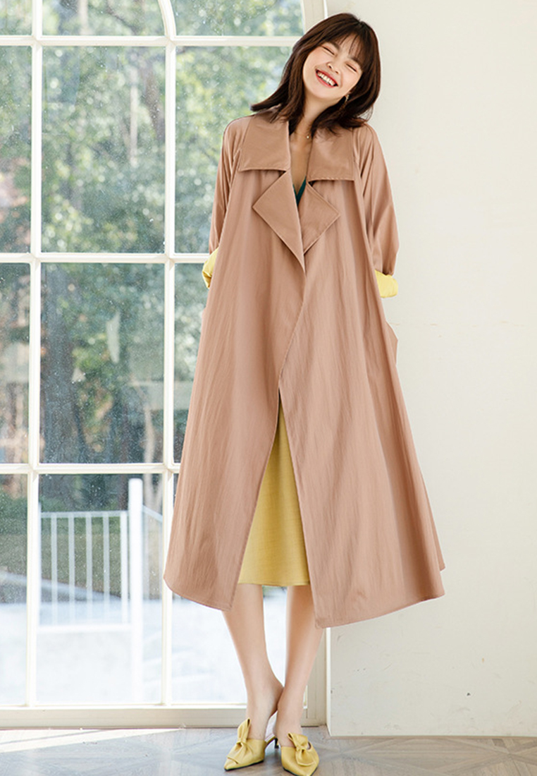 Elegant Retro Swing Long Windbreaker Jacket CA101920RD