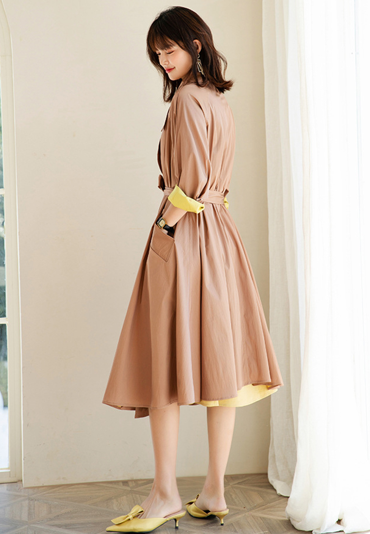 Elegant Retro Swing Long Windbreaker Jacket CA101920RD