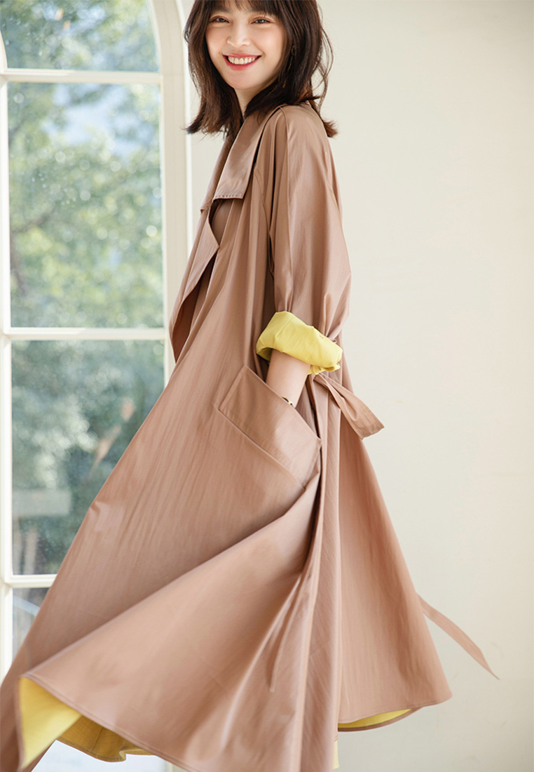 Elegant Retro Swing Long Windbreaker Jacket CA101920RD