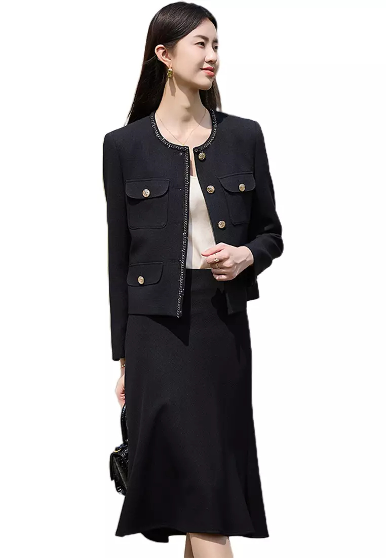 Autumn new french classic round neck coat CA24091103BE
