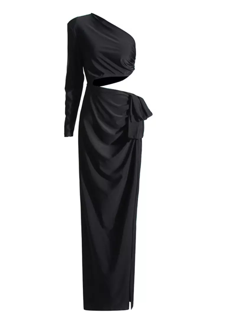  2024 Fashion New Off-shoulder Neck One-Sleeve Dress K052912