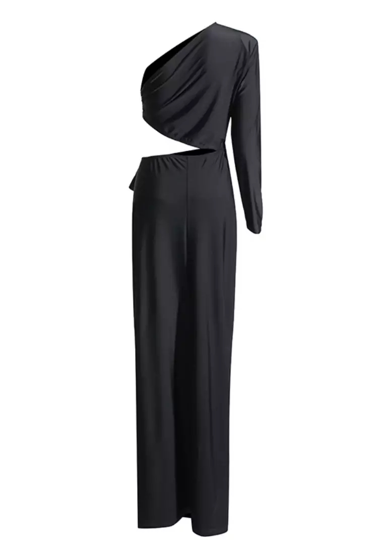  2024 Fashion New Off-shoulder Neck One-Sleeve Dress K052912