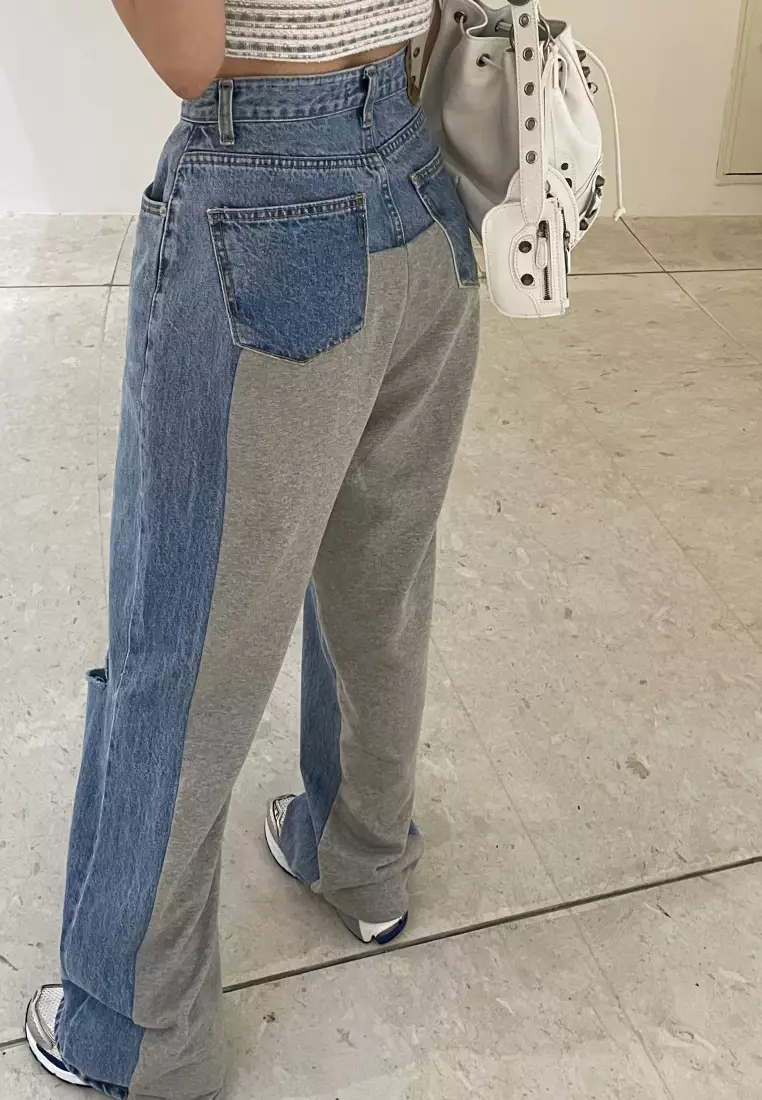 2024 Fashion Retro Contrast Color Stitching Jeans K091606