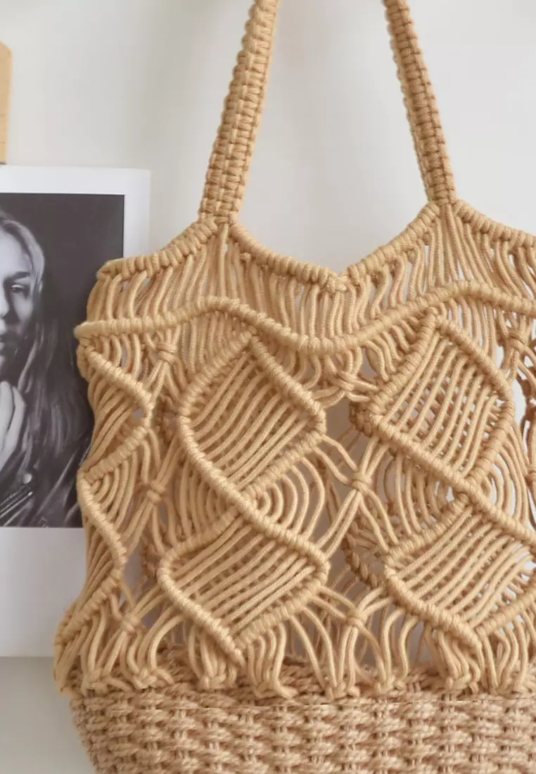 2024 New Cotton Thread Splicing Paper Rope Straw Basket K060702-BW