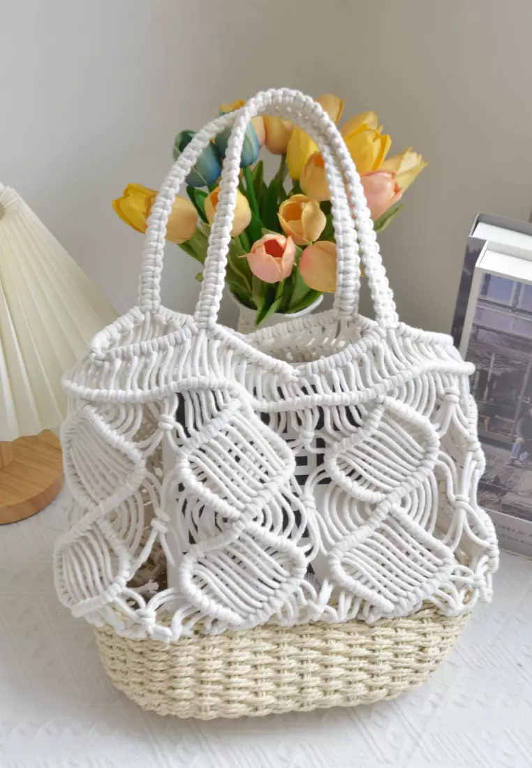 2024 New Cotton Thread Splicing Paper Rope Straw Basket K060702-BW