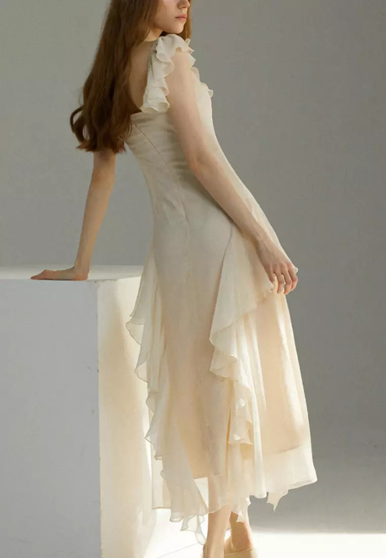 New Elegant Sling Lotus Leaf Dress K071002-sunnydaysweety