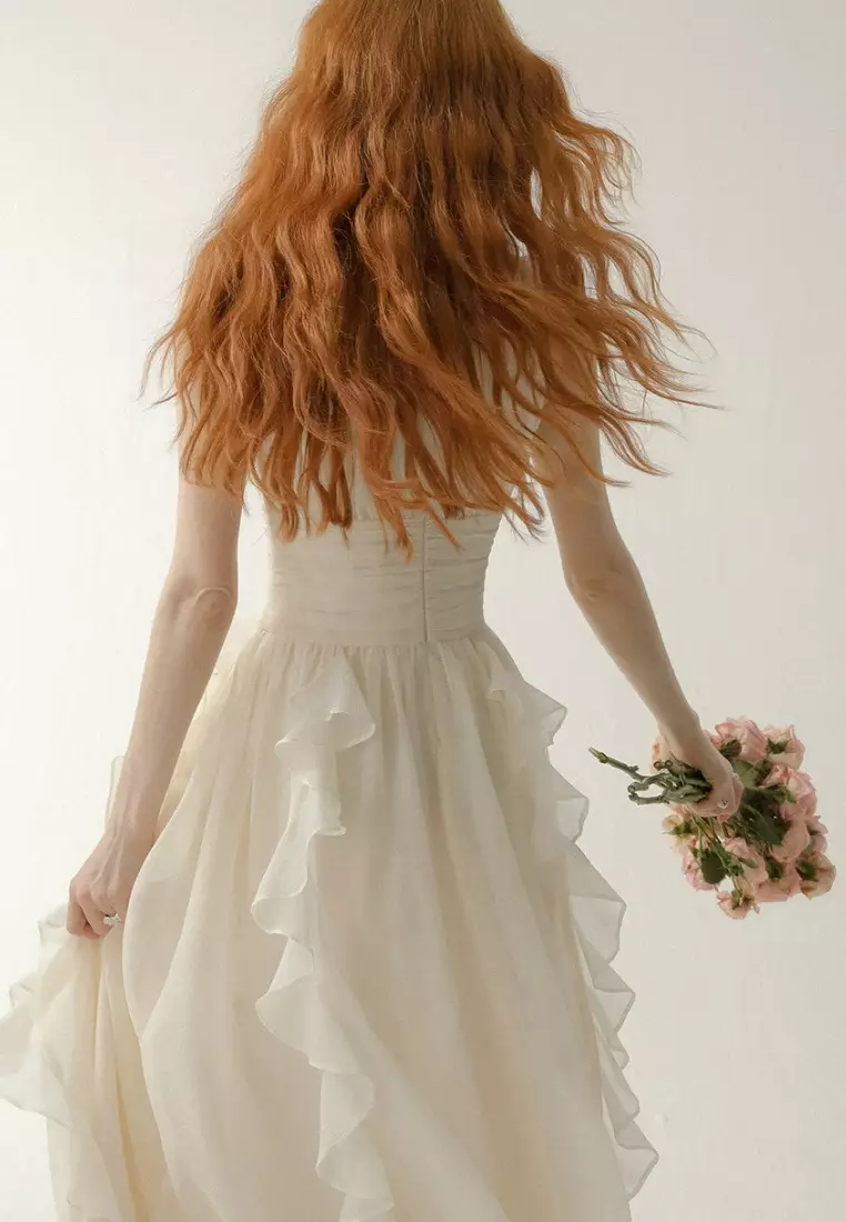 New Elegant Sling Lotus Leaf Dress K071002-sunnydaysweety