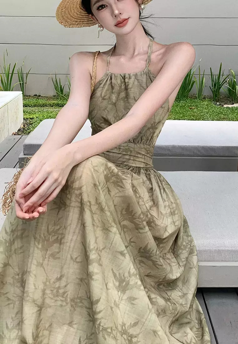 2024 New Romantic Suspender Long Dress K07103