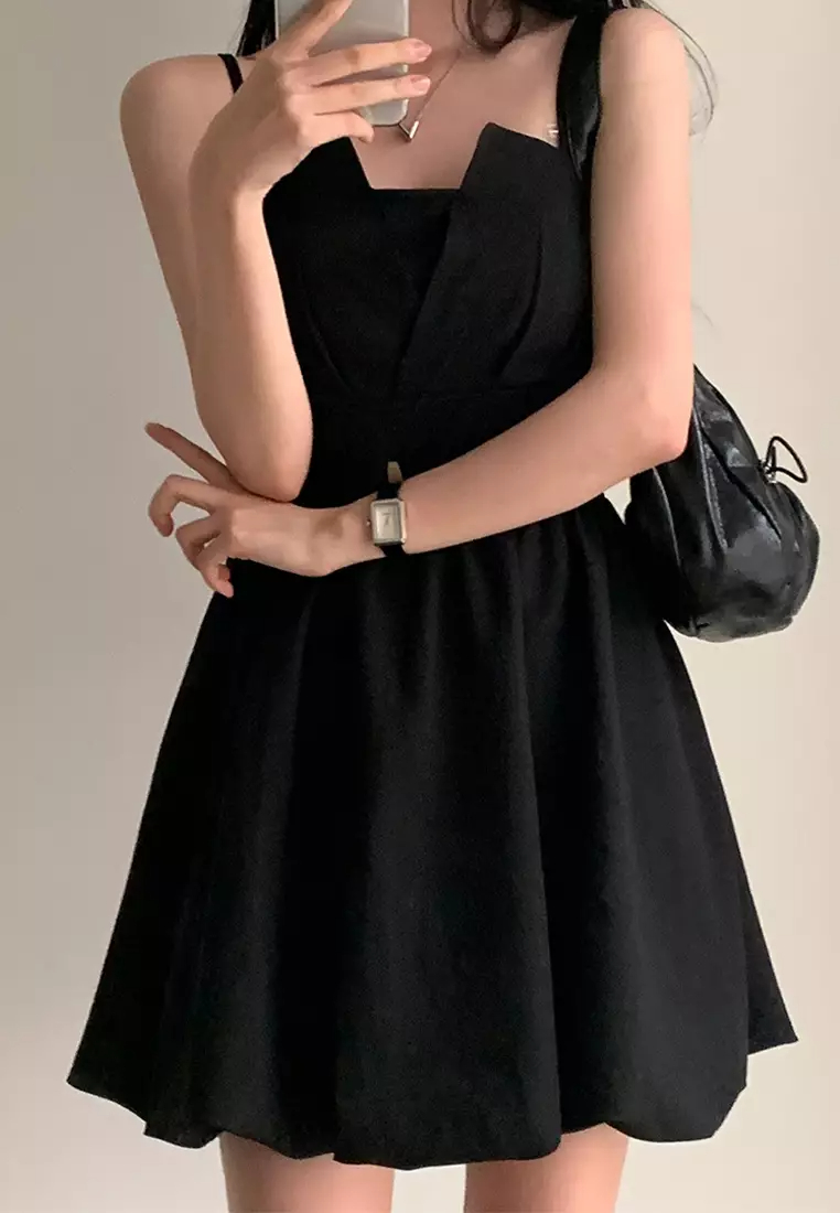 Summer Chic Lace up Vacation Dress Sling Dress CA24061114BK-sunnydaysweety