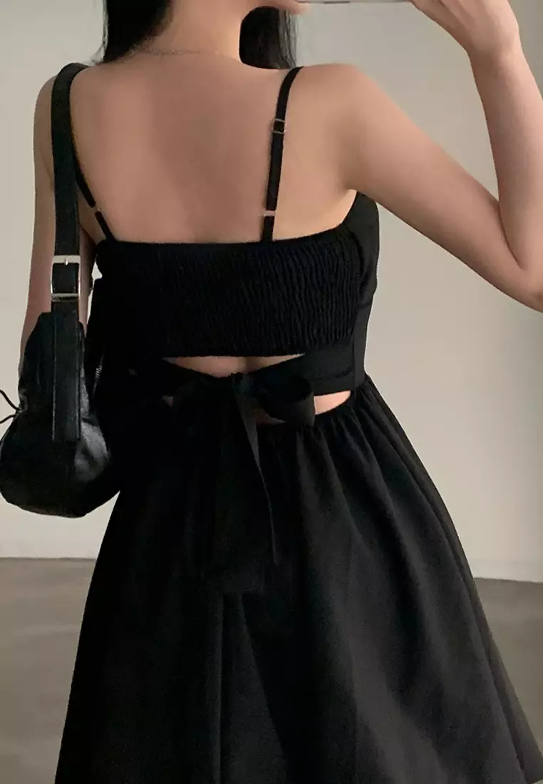 Summer Chic Lace up Vacation Dress Sling Dress CA24061114BK-sunnydaysweety