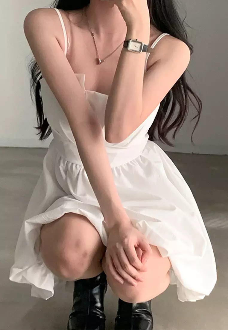 Summer Chic Lace up Vacation Dress Sling Dress CA24061114BK-sunnydaysweety