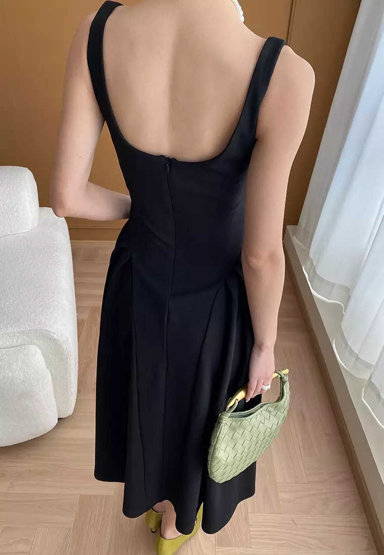 Summer French Square Neck Little Black Dress Vest Dress K070803-sunnydaysweety