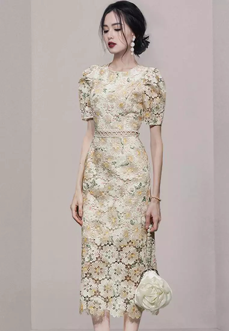 2024 Summer New Embroidered Print Lace Dress CA080732