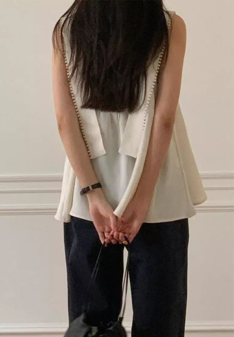 Summer New French Square Neck Lace Tank Top CA24061102BK-sunnydaysweety