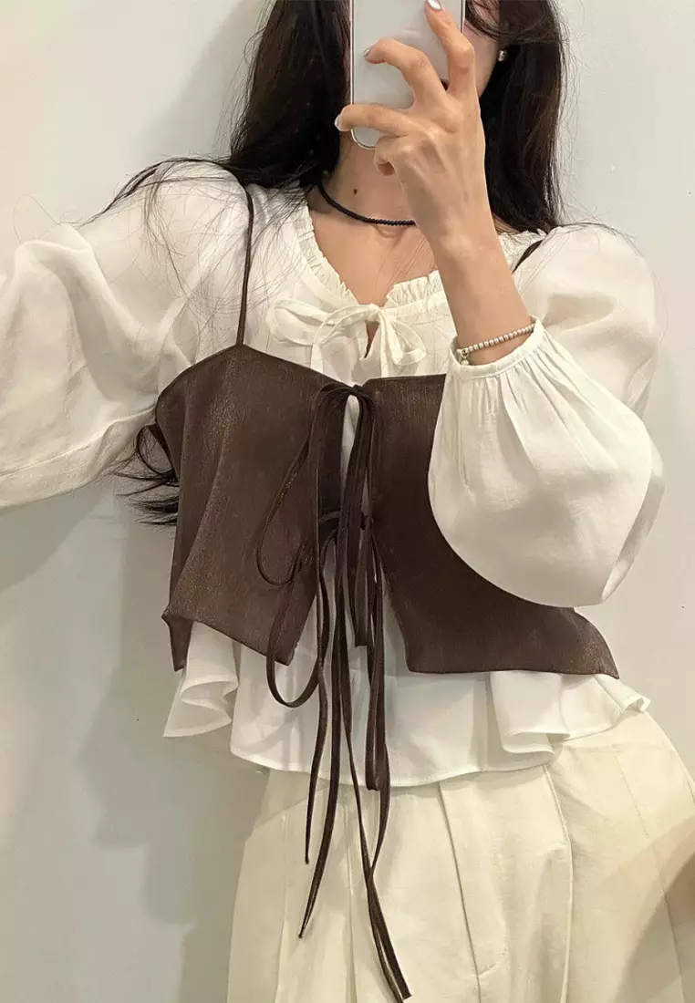 Summer New Korean Fashion Outgoing Small Suspended Tank Top CA24061101BK-sunnydaysweety