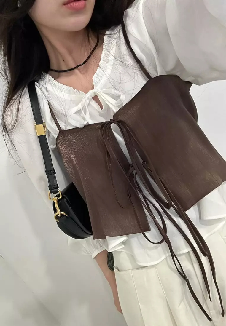 Summer New Korean Fashion Outgoing Small Suspended Tank Top CA24061101BK-sunnydaysweety