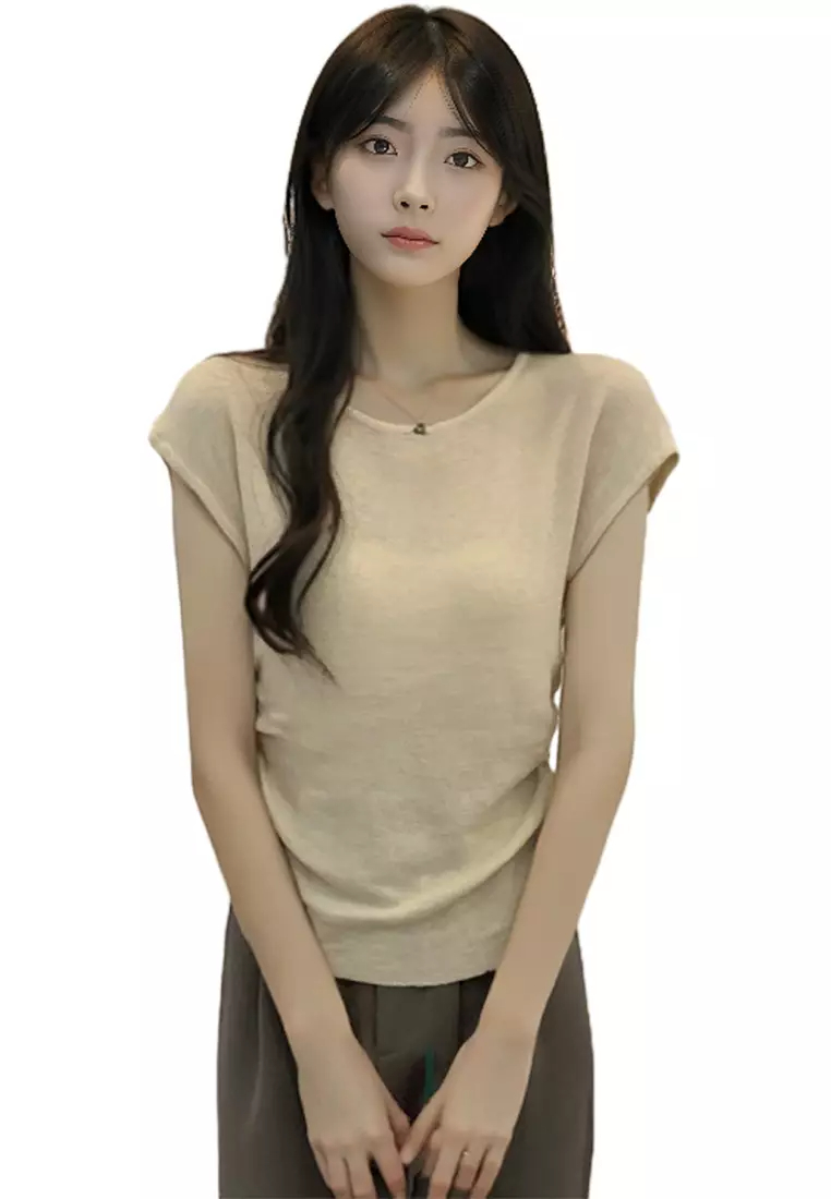 2024 Summer New Slim Fit Knitted Multi Color Top CA24061834BK