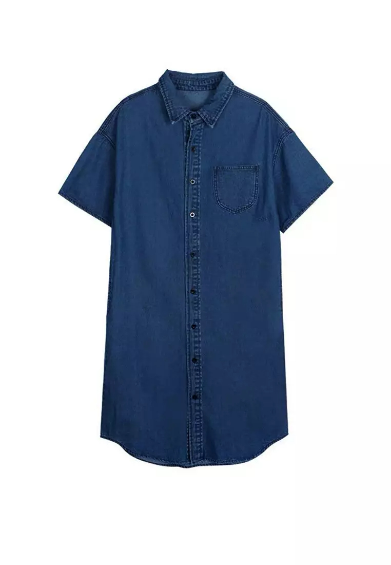 2024 Summer Retro Denim Mid length Dress CA24041814BL