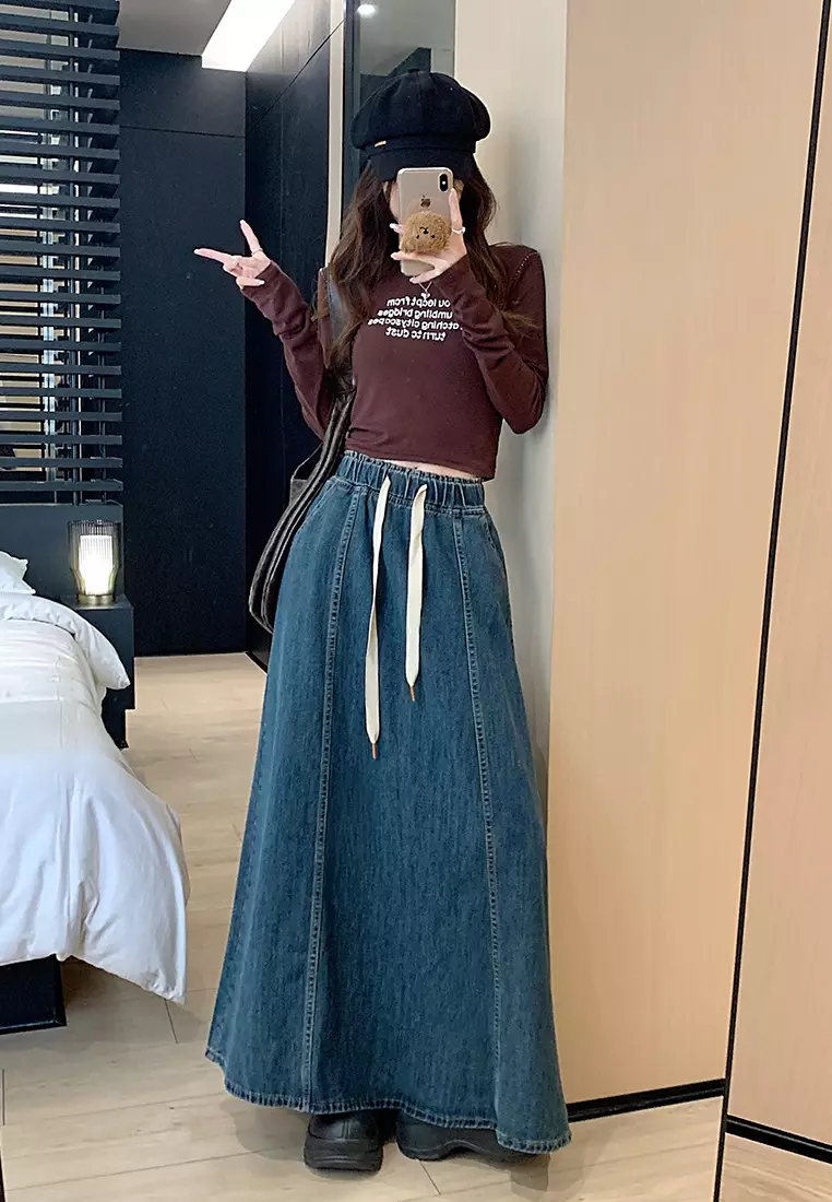 Summer Retro Washed Denim Skirt K051609BL-sunnydaysweety