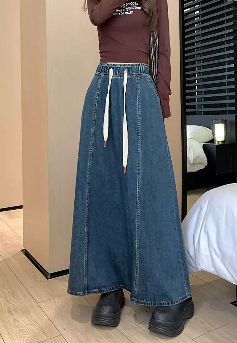 Summer Retro Washed Denim Skirt K051609BL-sunnydaysweety