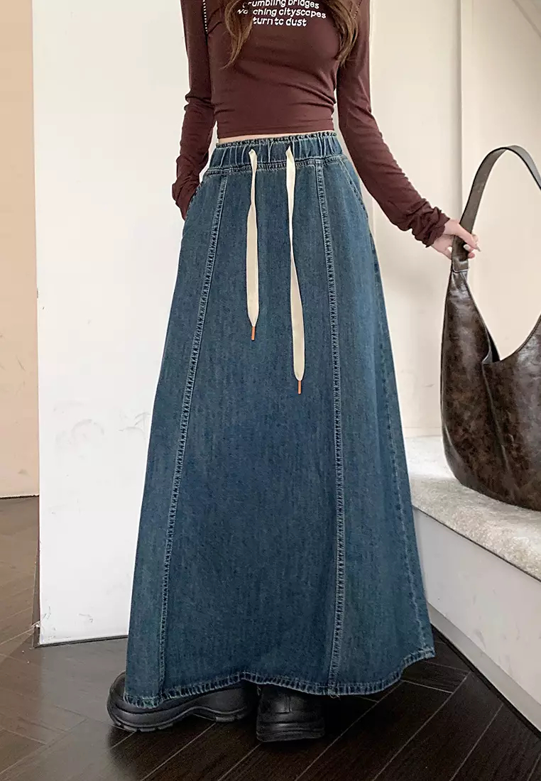 Summer Retro Washed Denim Skirt K051609BL-sunnydaysweety