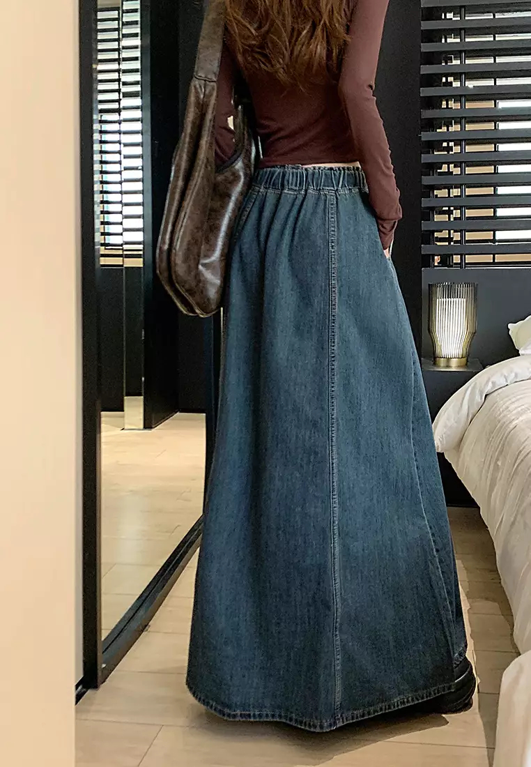 Summer Retro Washed Denim Skirt K051609BL-sunnydaysweety