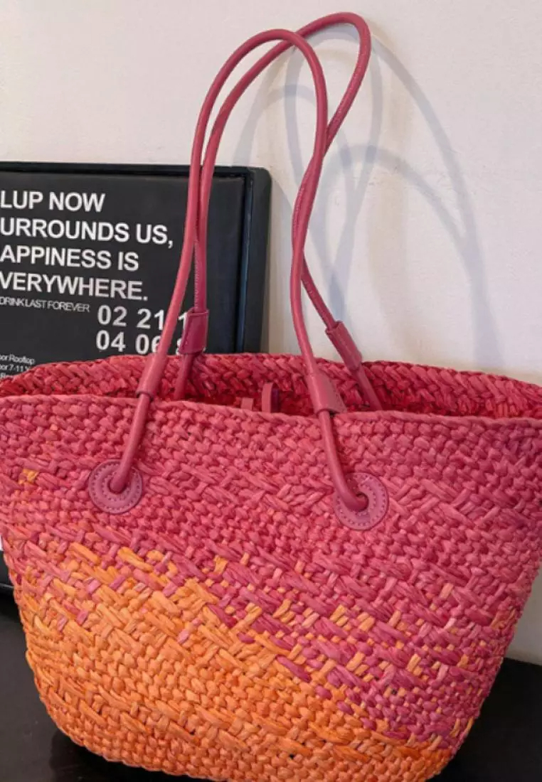2024 casual color block woven straw bag K060504-1
