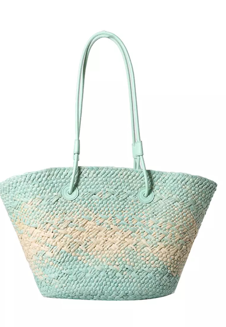 2024 casual color block woven straw bag K060504-1