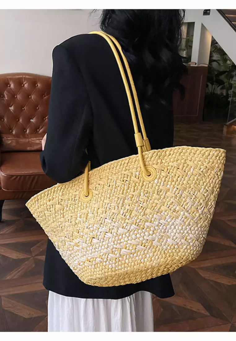 2024 casual color block woven straw bag K060504-1