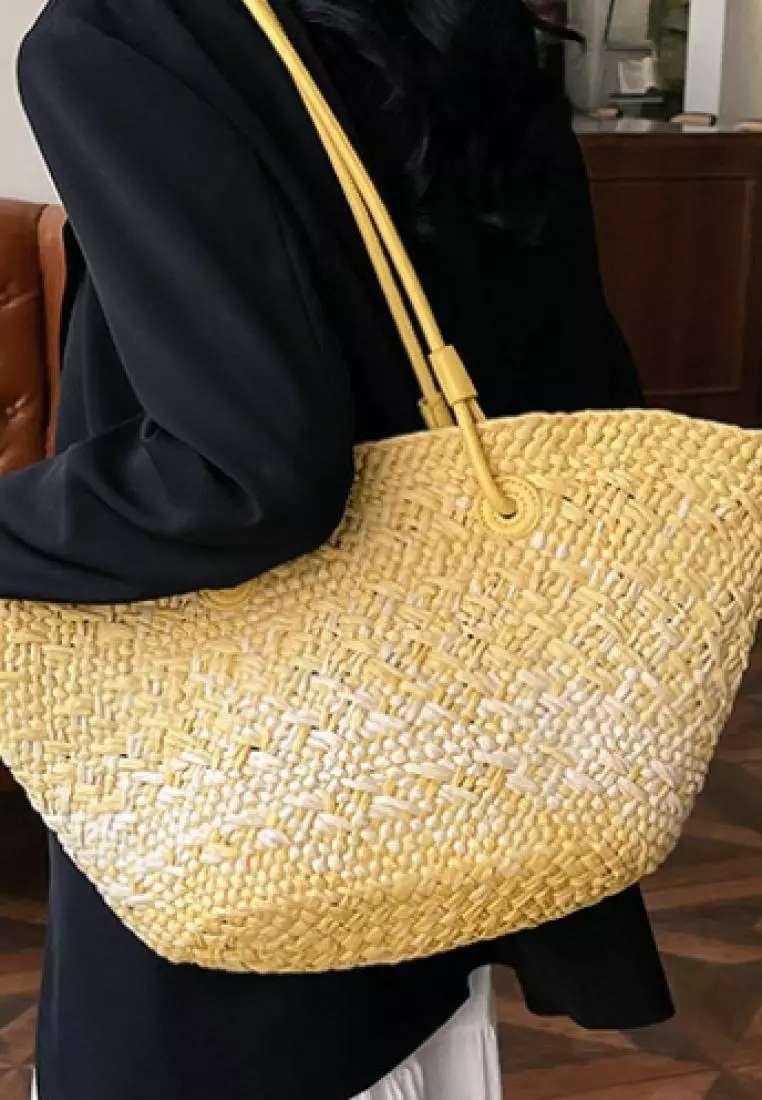 2024 casual color block woven straw bag K060504-1