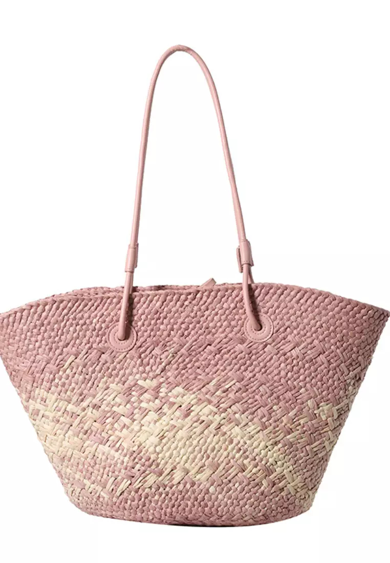 2024 casual color block woven straw bag K060504-1