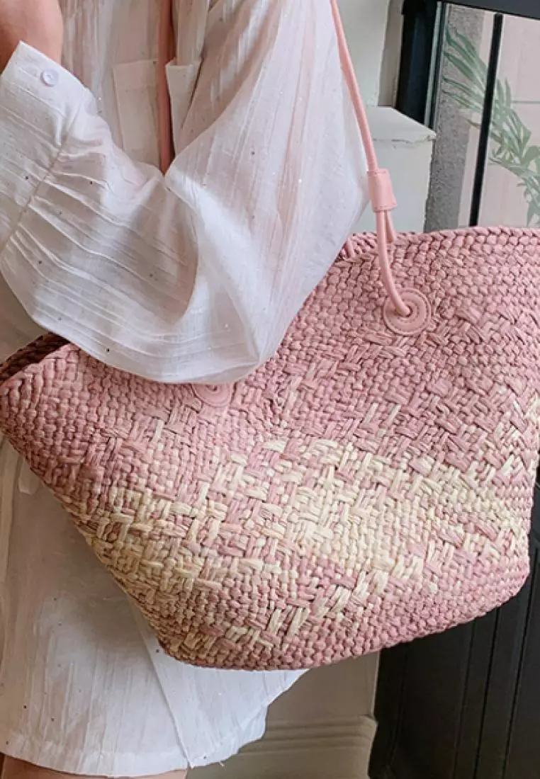 2024 casual color block woven straw bag K060504-1