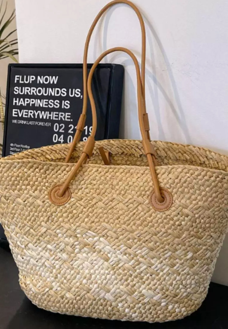 2024 casual color block woven straw bag K060504-1