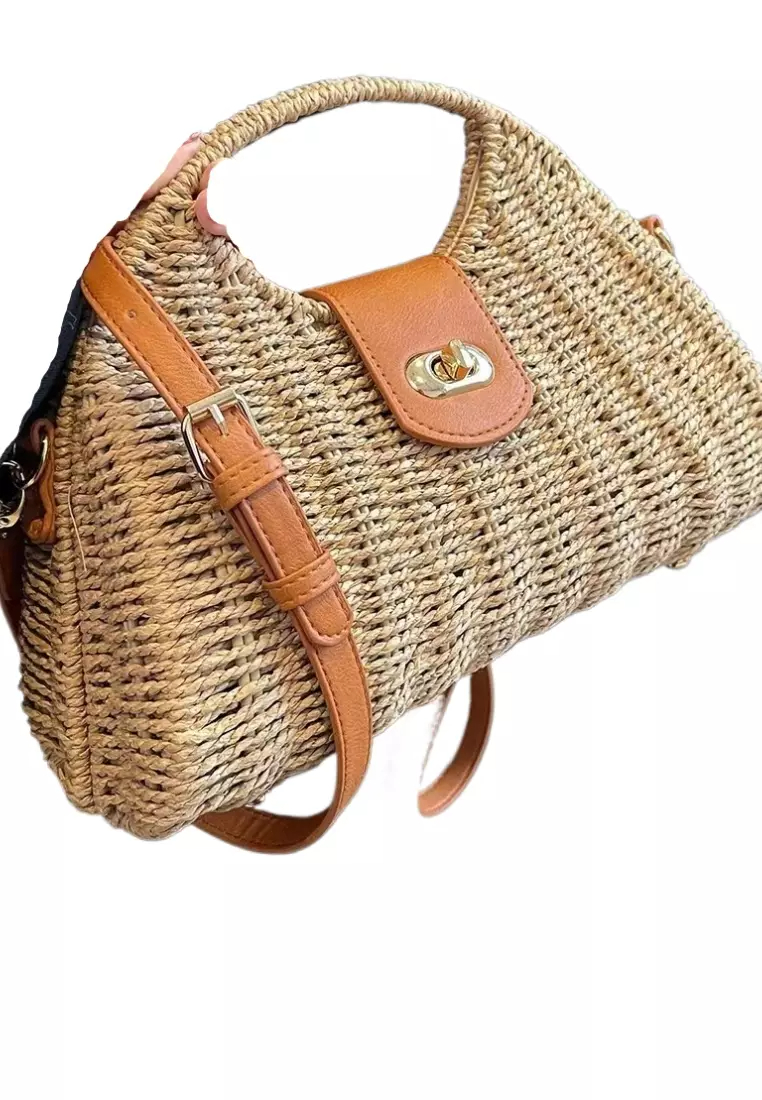 2024 casual leather cross-body woven straw bag K060502BE
