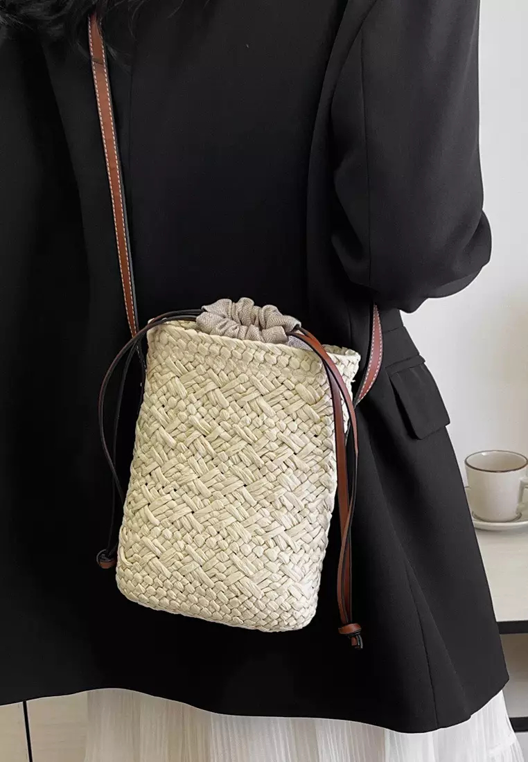2024 casual leather cross-body woven straw bag K060503-1