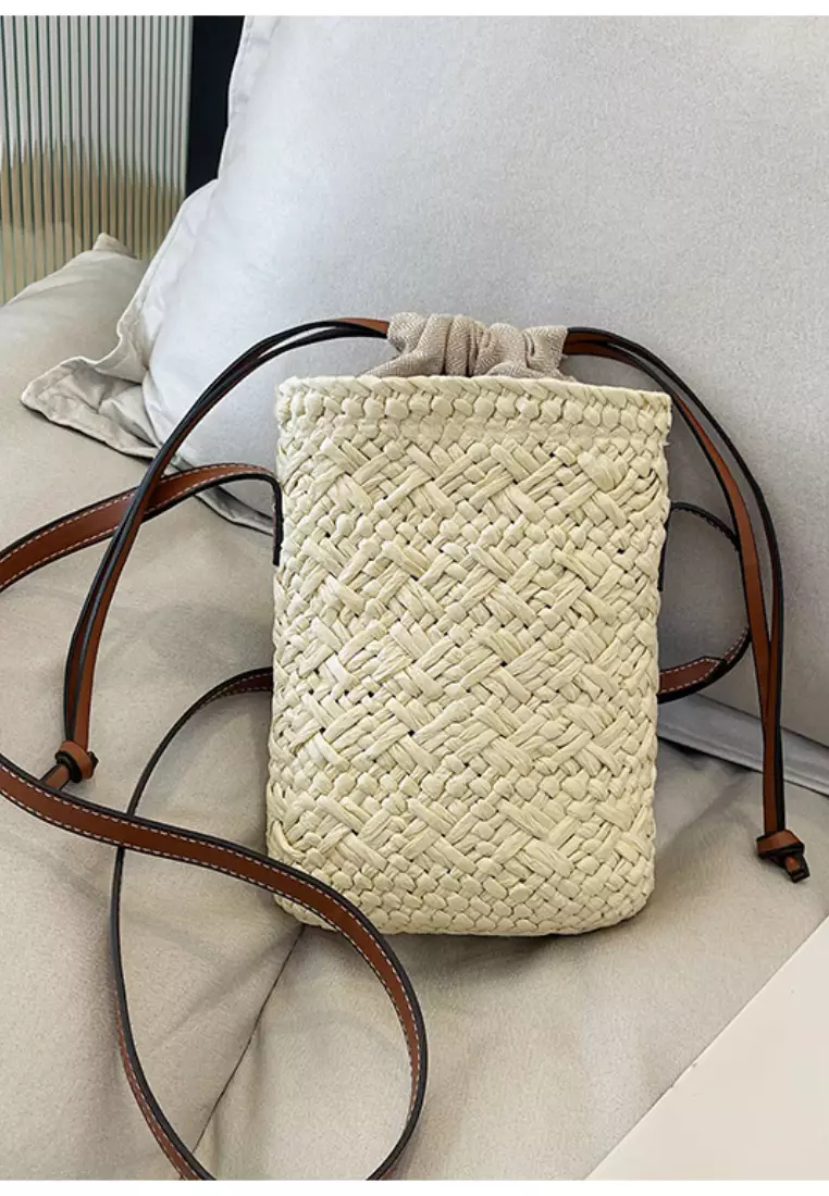 2024 casual leather cross-body woven straw bag K060503-1