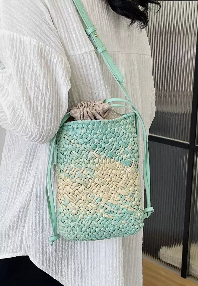 2024 casual leather cross-body woven straw bag K060503-1