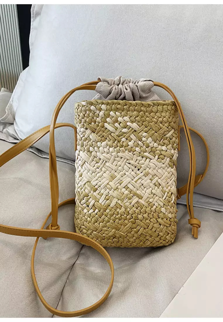 2024 casual leather cross-body woven straw bag K060503-1