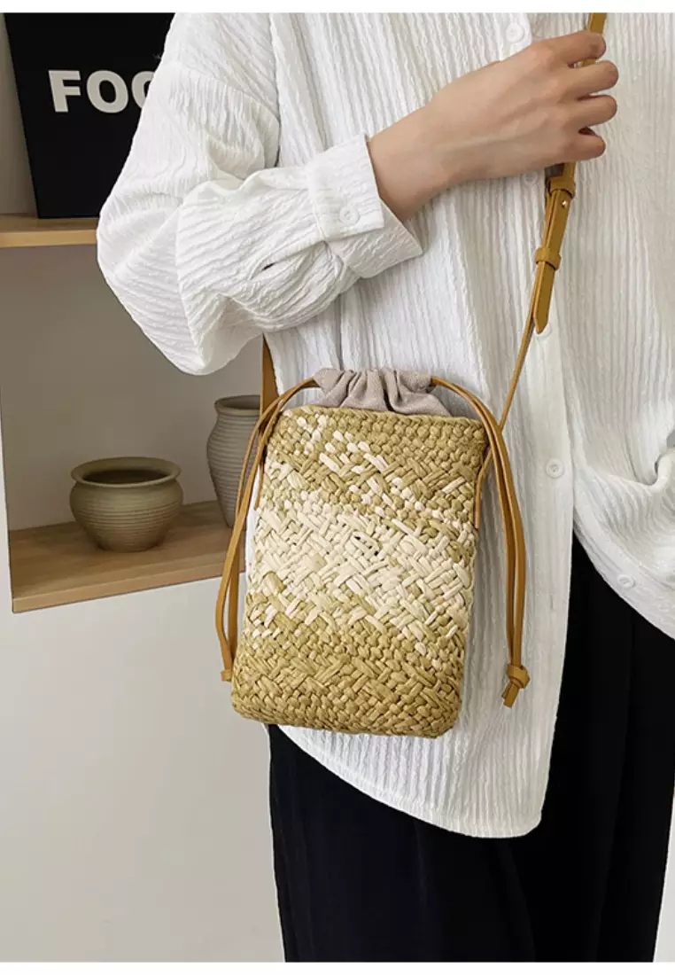 2024 casual leather cross-body woven straw bag K060503-1