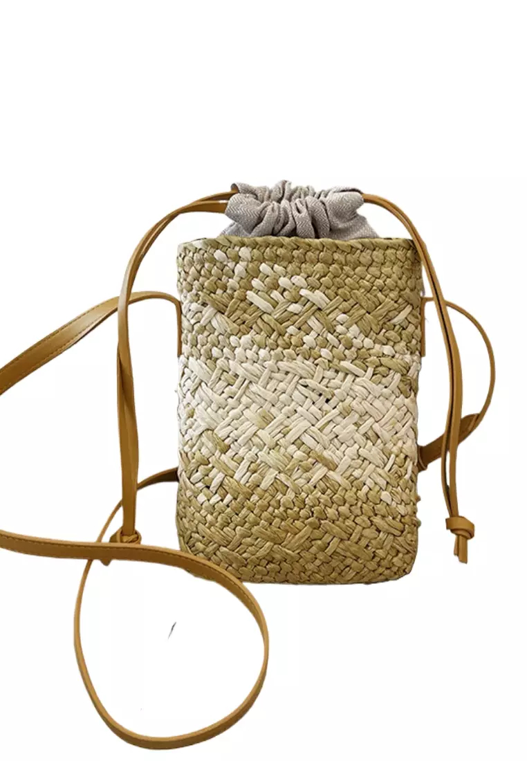 2024 casual leather cross-body woven straw bag K060503-1