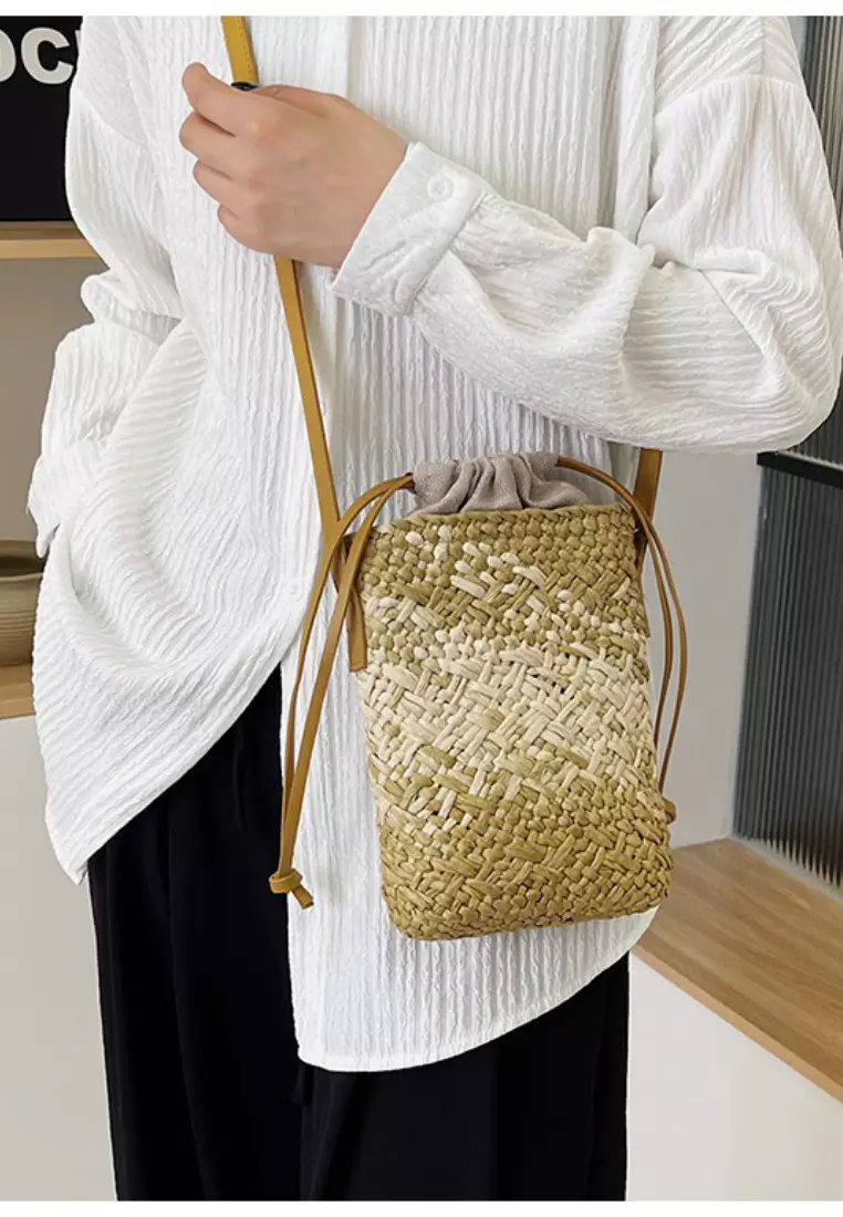 2024 casual leather cross-body woven straw bag K060503-1