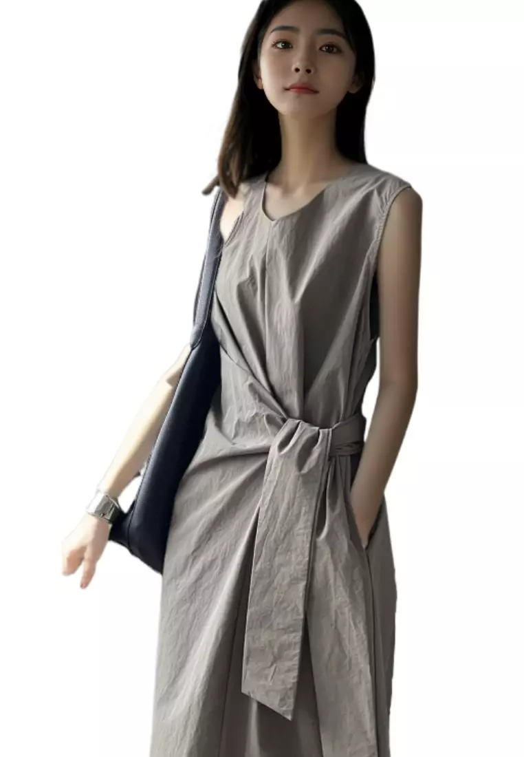 2024 casual temperament new waist strap vest dress K0523003GY