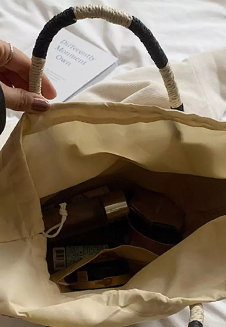 New duck pattern stitched straw handbag K052708M-sunnydaysweety