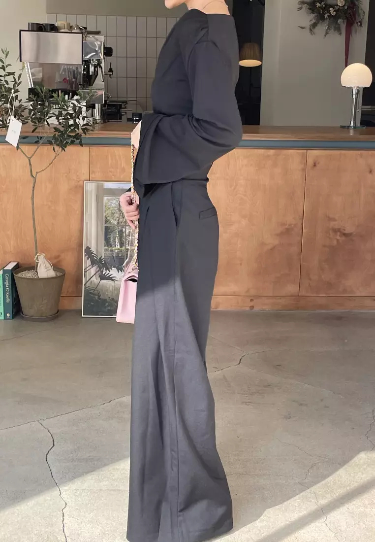 2024 new high waist casual pants straight trousers K091605BK