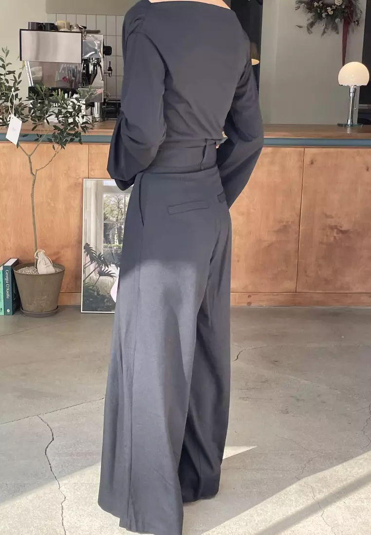 2024 new high waist casual pants straight trousers K091605BK