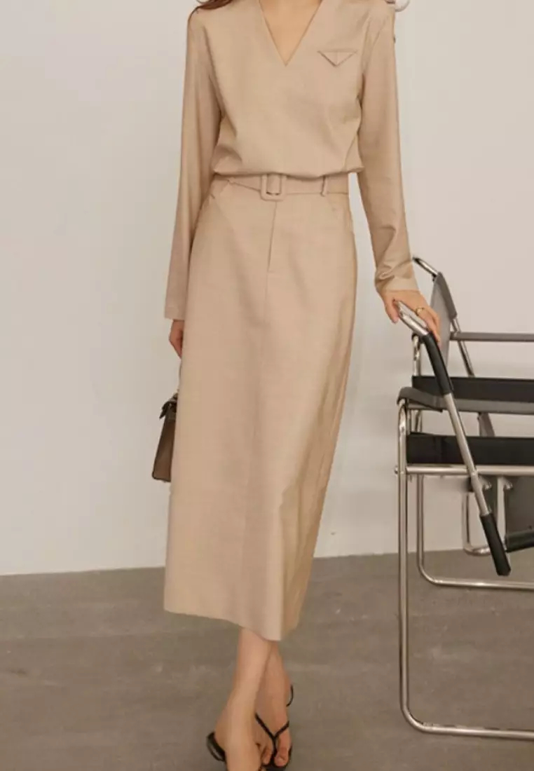 2024 new minimalist style V-neck suit Dress K091610