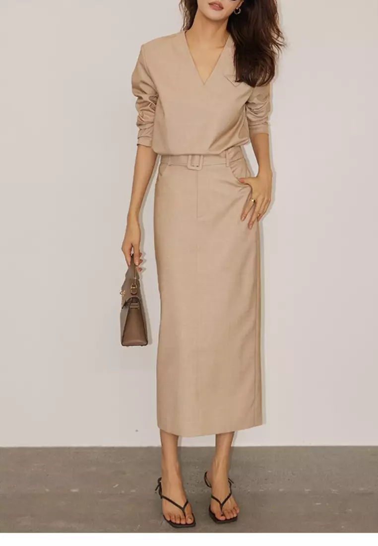 2024 new minimalist style V-neck suit Dress K091610