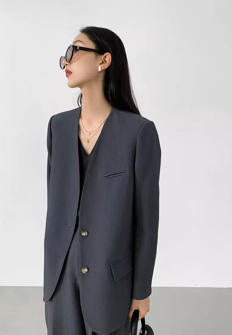 2024 new minimalist style elegant blazer suit jacket and trousers suit K091607